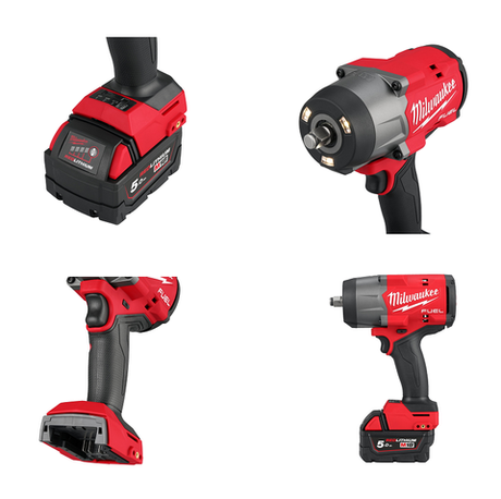 Новинка! Комплект в кейсе M18 FUEL FHIW2F12-502X: Аккумуляторный ударный гайковерт FHIW2F12 с фиксацией фрикционным кольцом ПЛЮС 2 шт Аккумулятор B5 5.0 Ач, Быстрозарядное устройство M12-18 FC Milwaukee 4933492783