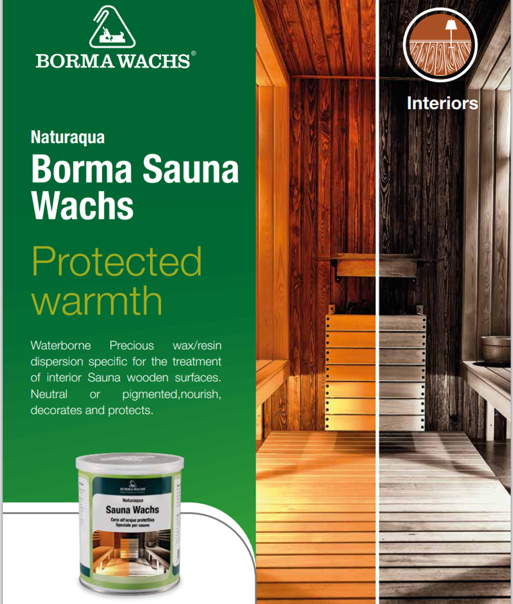 Новинка! Воск для сауны, парной Borma Naturaqua SAUNA на водной основе, цвет прозрачный, 20 л для внутренних и наружных работ NAT3365