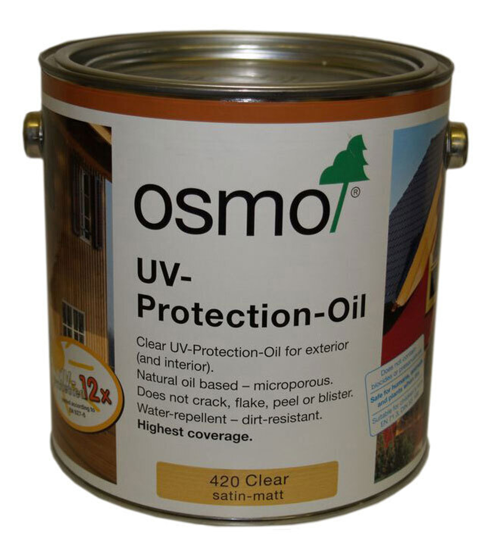 СУПЕР ХИТ! Защитное масло с УФ-фильтром Экстра Osmo 420 Бесцветное шелковисто-матовое 2,5 л с защитой от УФ-лучей, против роста синей гнили, плесени, грибков UV-Schutz-Ol Extra для наружных работ Osmo-420-2,5 11600027