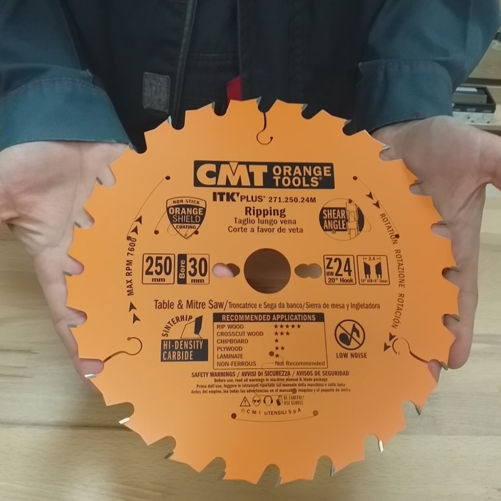 ХИТ! Диск пильный ультратонкий для продольного пиления 250 x 30 x 2,4 / 1,6 20гр плюс 10гр ATB плюс  8 SHEAR Z24 CMT 271.250.24M