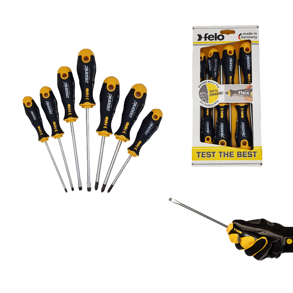 Новинка! Набор отверток 7 шт. Felo Ergonic SL3.5-4.0-5.5-6.5, PZ2, PH1-2 40097118
