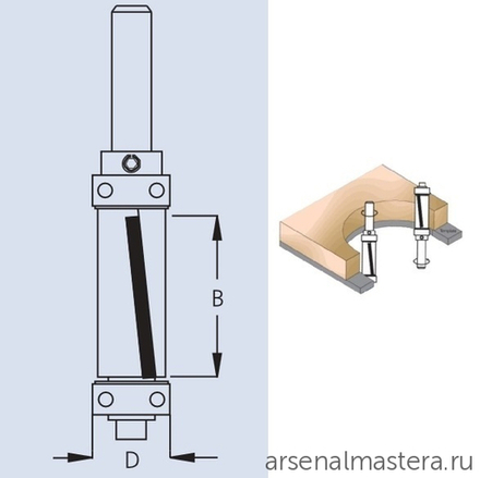 Фреза концевая обгонная для работы по шаблону D19 B51 d12 W.P.W. FPS8192
