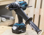 Новинка! Аккумуляторная ударная дрель - шуруповерт ударная Makita DHP 458 Z LXT 18 В, щеточный двигатель. Боковая рукоятка, ограничитель глубины, 2 биты, крепеж на пояс, Max D сверления металл 13 мм, дерево 76 мм DHP458Z