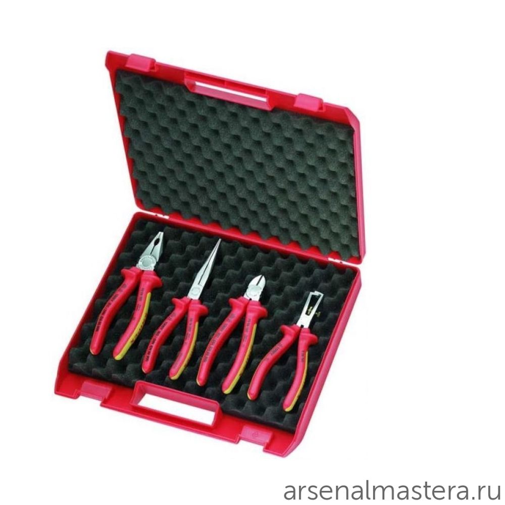Набор VDE диэлектрического инструмента 4 шт в пластиковом кейсе KN-1106160 / KN-0306180 / KN-7006160 / KN-2616200 KNIPEX KN-002015 Набор VDE диэлектрического инструмента 4 шт в пластиковом кейсе KN-1106160 / KN-0306180 / KN-7006160 / KN-2616200 KNIPEX KN-002015