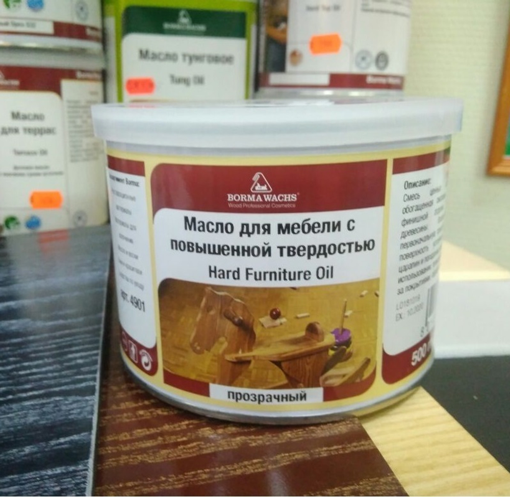 СКИДКИ ХИТ! Масло для мебели Hard Furniture Oil Mobiloil с повышенной твердостью 500 мл прозрачный для внутренних работ Borma 4901