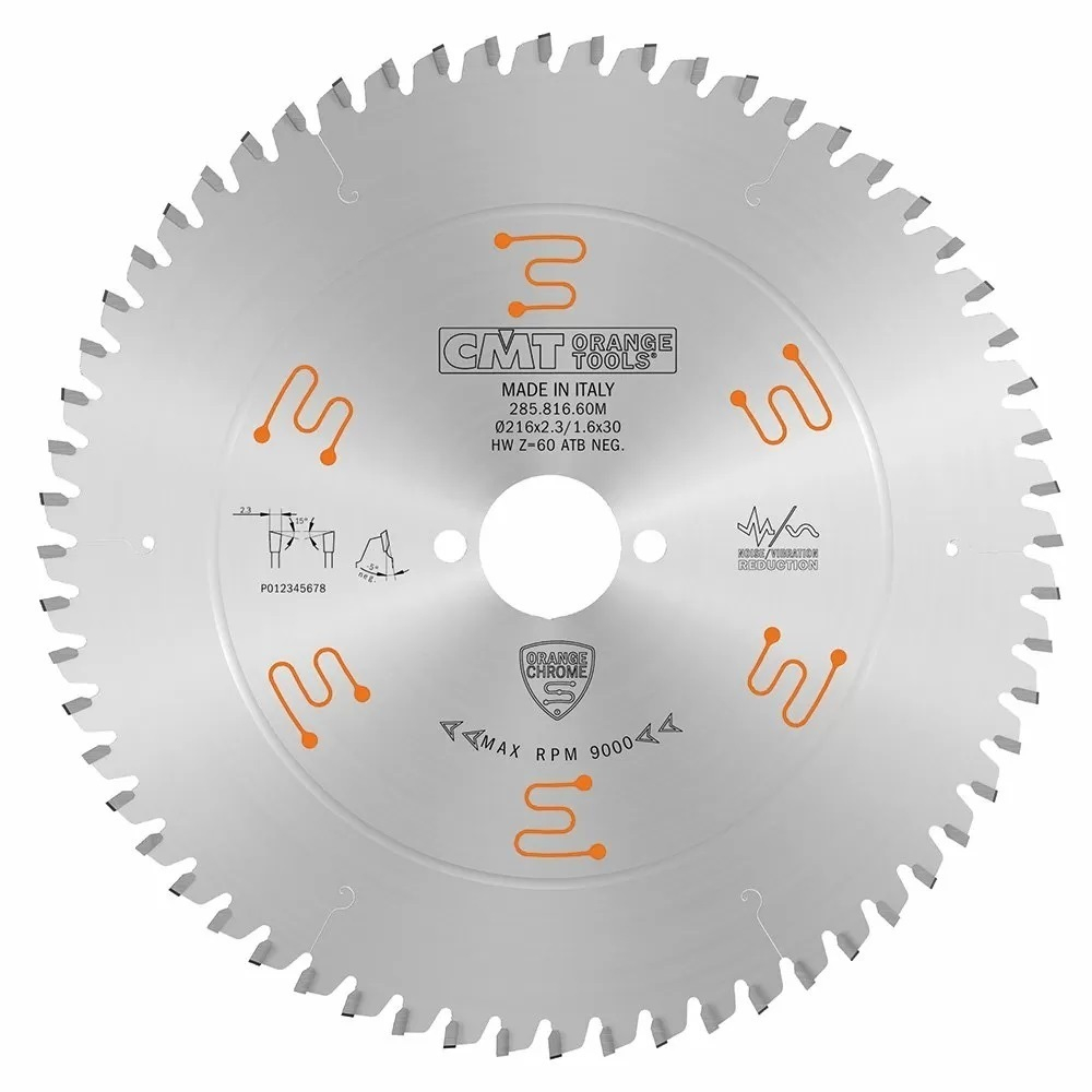 Новинка! Диск пильный поперечное пиление 216 x 30 x 2,3 / 1,6 - 5 гр ATB Z 60 CMT 285.816.60M