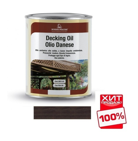 ОСЕНЬ СКИДКИ ХИТ! Масло датское Decking Oil 1 л для террас цвет 582 Палисандр для наружных работ Borma 4971IL-DS582