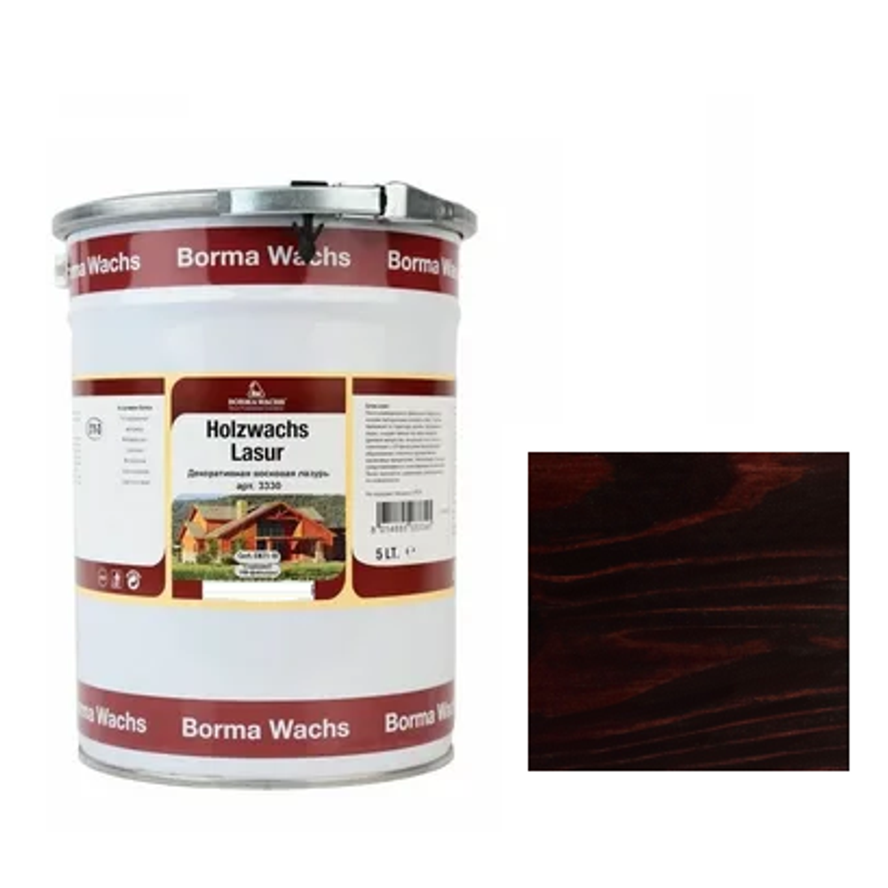 ЧЕРНАЯ ПЯТНИЦА! Декоративная ВОСКОВАЯ лазурь / Масло для фасадов Borma Holzwachs Lasur 5 л цвет 58 Палисандр для наружных и внутренних работ R3330-16