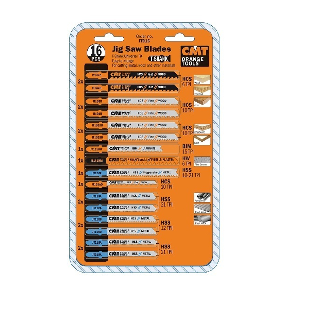 ХИТ! Комплект 16 шт Пилки для электролобзиков Jig Saw Blade CMT JT016