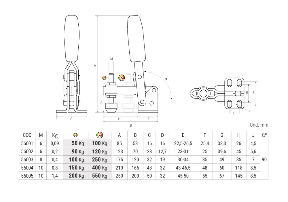 Новинка! Прижим Piher Toggle Clamp вертикальный, толщина изделия до 24 мм, нагрузка до 400 кг 56004 М00024698