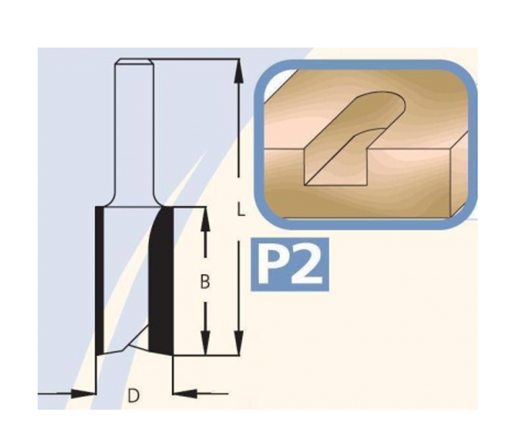 Фреза пазовая цилиндрическая по дереву двузубая 16 x 25 x 57 x 8 WPW P241605