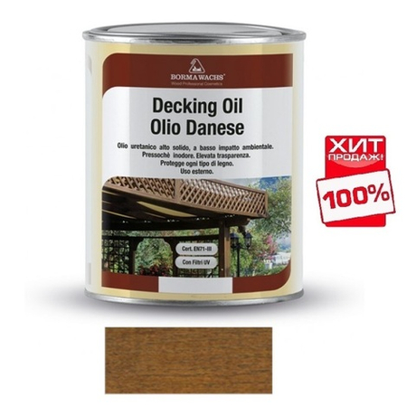 АКЦИЯ МАЙ 2025 ХИТ! Масло датское Decking Oil 1 л для террас для наружных работ цвет 512 Дуб Borma 4971IL-LS512