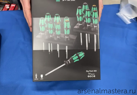 АКЦИЯ 2026 ХИТ! Набор 14 предметов ОТВЕРТКИ с двумя подставками, PH 1 / 2 / 3, PZ 1 / 2 / 3, TX 10 / 15 / 20 / 25 / 30, SL 3.5 / 4 / 6.5 Kraftform Big Pack 300 WERA WE-105630