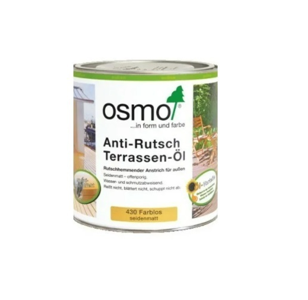 ХИТ! Масло для террас и лестниц с антискользящим эффектом Osmo 430 бесцветное шелковисто - матовое 0,125 л Anti-Rutsch Terrassen-Ole для наружных работ Osmo-430-0,125 11500075