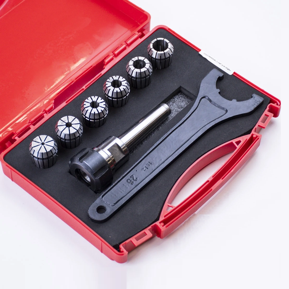Новинка! Набор из 6 цанг с патроном GOLDRATIO ER25 х MT-2 3-16 мм, в кейсе М00024980