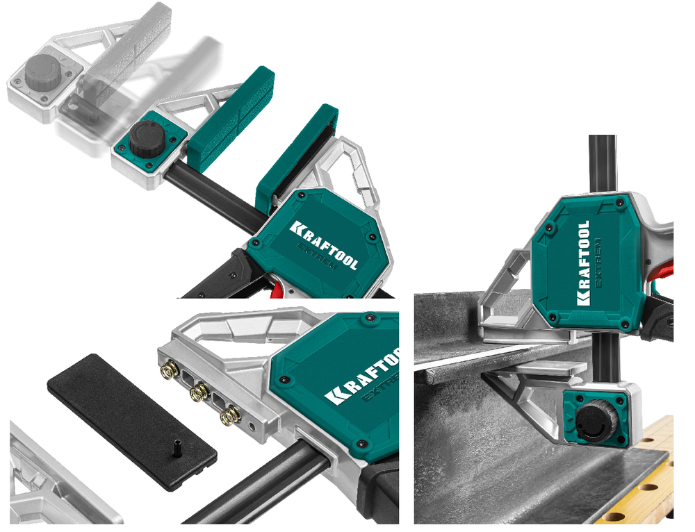 Новинка! Струбцина пистолетная KRAFTOOL Extrem 900/95, ширина зажима 900 мм, глубина зажима 95 мм быстрозажимная 32228-90_z01