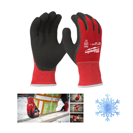 Новинка! Перчатки зимние с защитой от порезов 1 пара MILWAUKEE Winter Cut level (Винтер Кат Левел) 1 уровень 1/A, размер M / 8 4932471343