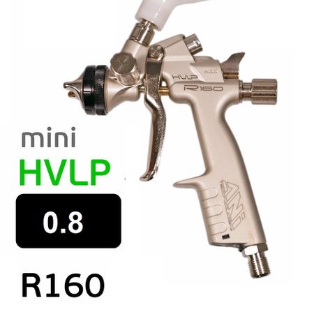 Новинка! Краскопульт профессиональный ANI R 160 Mini HVLP c никелевым корпусом и верхним пластиковым бачком 0,25 л, дюза 0,8 мм. Для финишной окраски и декоративных работ AH1517007A