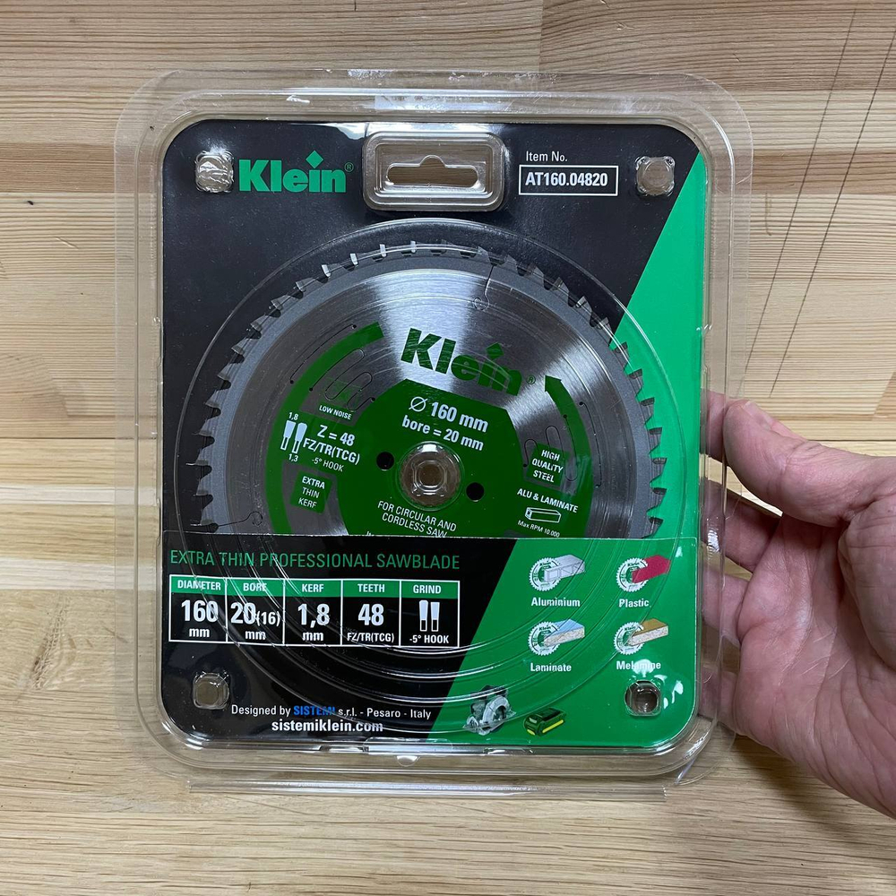 Пильный диск Klein 160 х 1,8 / 1,3 х 20 Z 48 FZ/TR NEG, подходит для пил FESTOOL AT160.04820