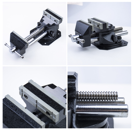 Новинка! Тиски универсальные поворотные переставные GOLDRATIO чугунные, ширина губок 90 мм М00024969