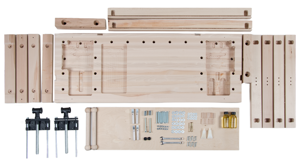 Новинка! Чешский верстак столярный деревянный 1490 х 650 х 850 мм столешница из массива бука 80 мм 2 тисков York 24 отверстий 20 мм под фиксаторы PINIE HeavyDuty1500D20