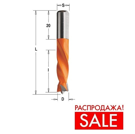 РАСПРОДАЖА! Сверло присадочное глухое D 8 l 30 L 55,5 S 8 вр. RH CMT 306.080.11