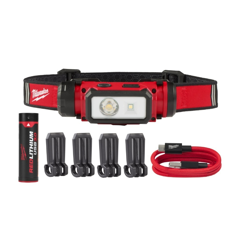 ХИТ! Аккумуляторный фонарь налобный заряжаемый через USB L4 HL2-301 Milwaukee 4933479963