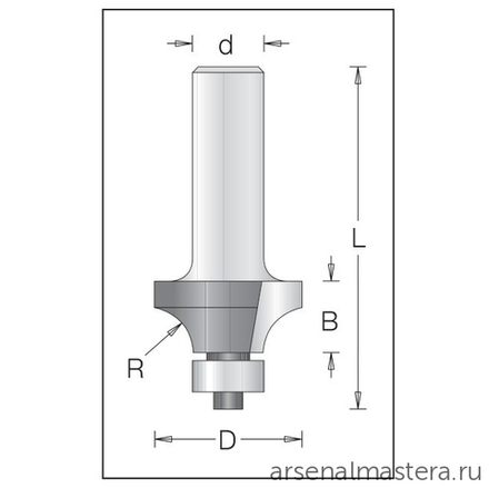 ХИТ! Концевая радиусная кромочная фреза для снятия фасок D 28,6 мм B 13,5 мм L 61 мм d 12 мм 8 мм DIMAR 1550929