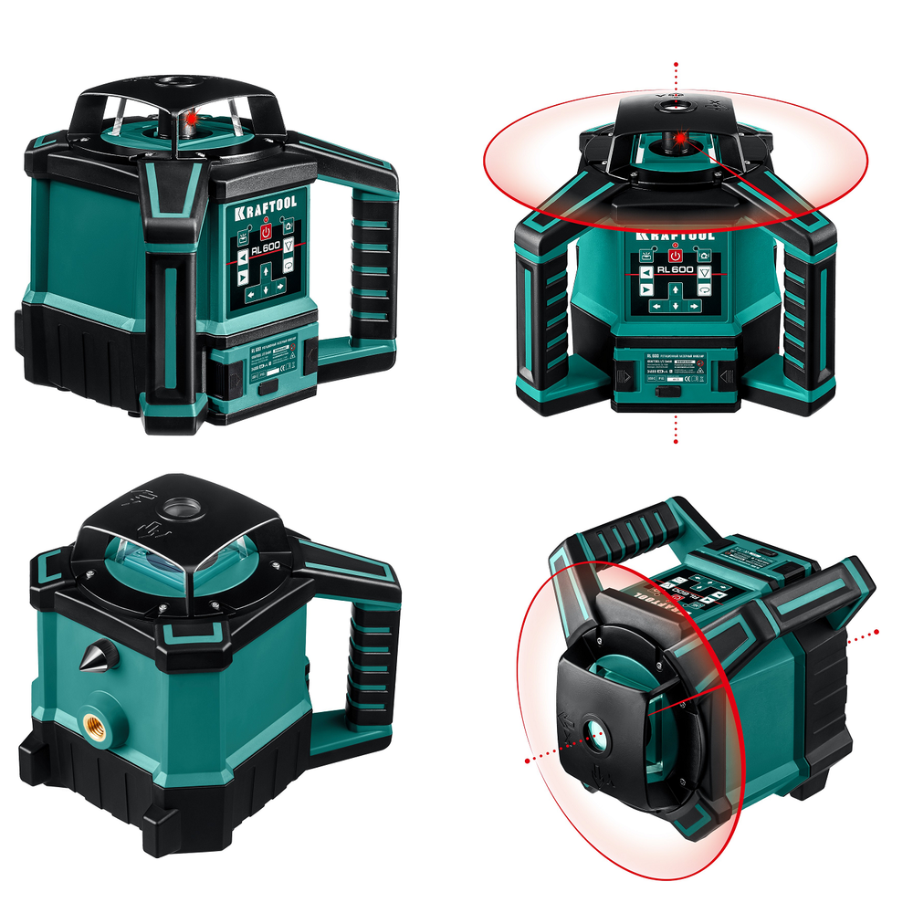 Новинка! Лазерный нивелир ротационный KRAFTOOL RL600 Professional, 3 луча, цвет луча красный, дальность 20 /600 м в кейсе 34600_z01
