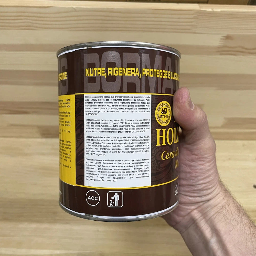 Новинка! Воск пчелиный Borma Holzwachs Bee's D`api прозрачный 1 л для внутренних работ 0150