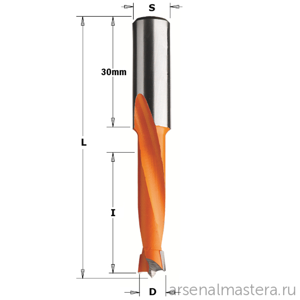 Сверло HW для присадочного станка 8 x 35 x 70 Z2 плюс 2 S 10 x 30 RH CMT 311.080.11
