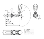 Новинка! Прижим (упор) Piher Toggle Clamp Push-Pull сила прижима 1300Н (130 кг) M8. Прижимное устройство с открытым зажимным рычагом М00006374