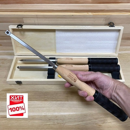 СКИДКИ ЧЕРНАЯ ПЯТНИЦА ХИТ! Комплект токарных резцов 3 шт. со сменными твердосплавными ножами форма Круг, Ромб, Квадрат в кейсе Woodwork PWT-300