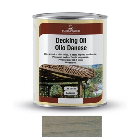 АКЦИЯ МАЙ 2025! Масло датское Decking Oil 1 л для террас цвет 1012 Серый для наружных работ Borma 4971IL-DS1012