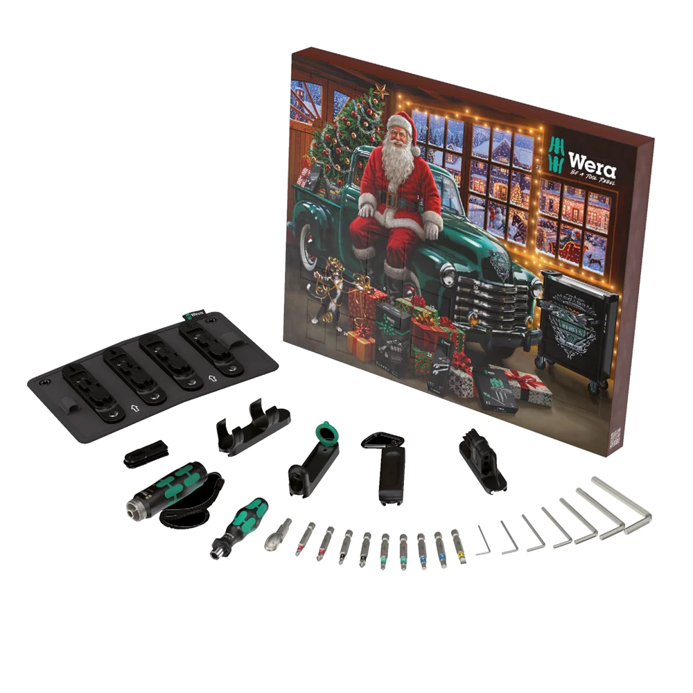 ВЫГОДНО! Рождественский Календарь Wera Advent Calendar 2026. Набор Инструментов 24 шт.: фонарик с функцией отвёртки, рукоятка Kraftform 1/4", модульная система, биты BiTorsion, HEX-ключи и др. WE-136614