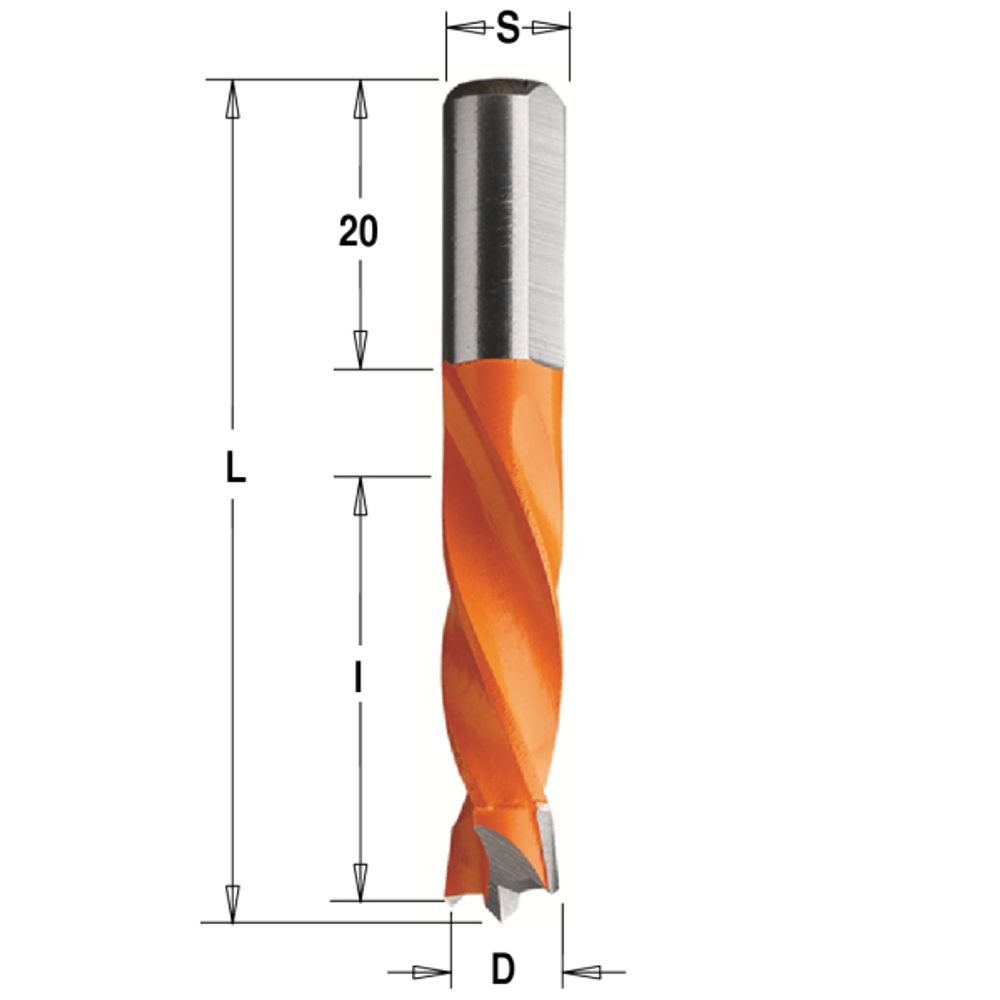 Сверло присадочное глухое D 8 l 30 L 55,5 S 8 вр. RH CMT 306.080.11