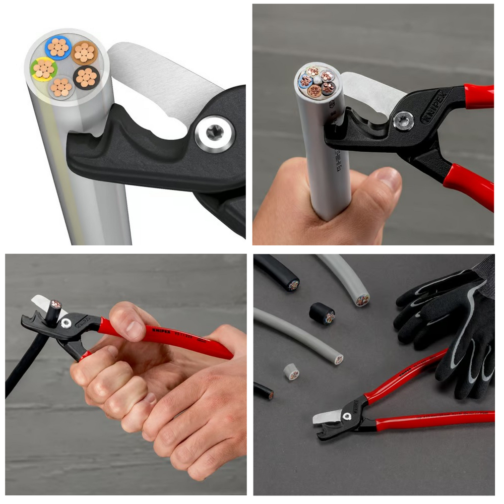 Новинка! Кабелерез KNIPEX StepCut XL ступенчатый рез, Ø 23 мм (120 мм.кв.), длина 225 мм, фосфатированный, обливные ручки, в блистере KN-9511225SB