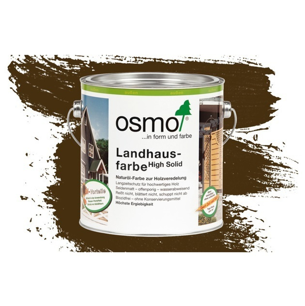 ХИТ! Непрозрачная краска для наружных работ Osmo 2606 коричневая 2,5 л Landhausfarbe Osmo-2606-2.5 11400012
