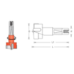 Сверло чашечное левое для присадочного станка DIMAR D 15 x 55.5 x 57.5 d 10 x 26 LH 2031087