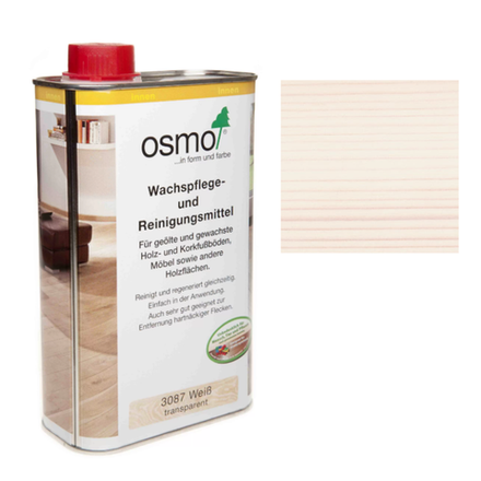Специальное средство Osmo 3087 Белое прозрачное 1 л для очистки и обновления деревянных полов, покрытых маслом и воском Wachspflege- und Reinigungsmittel для внутренних работ 13900055