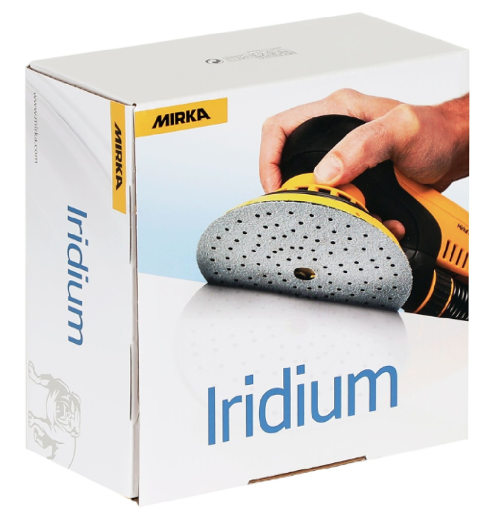 ХИТ! Комплект 100 шт Шлифовальный материал на бумажной основе Mirka Iridium 150 мм 121 отверстий Р 120 246CH09912