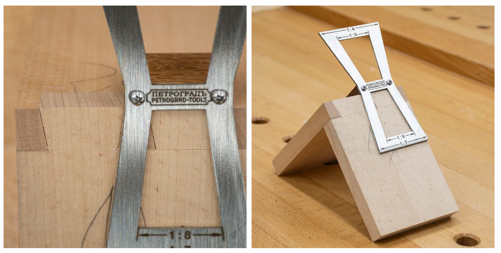 Новинка! Шаблон разметочный для косых шипов ПЕТРОГРАДЪ, модель 4 двусторонний, угол наклона: 1:4, 1:6, 1:7, 1:8 М00025013