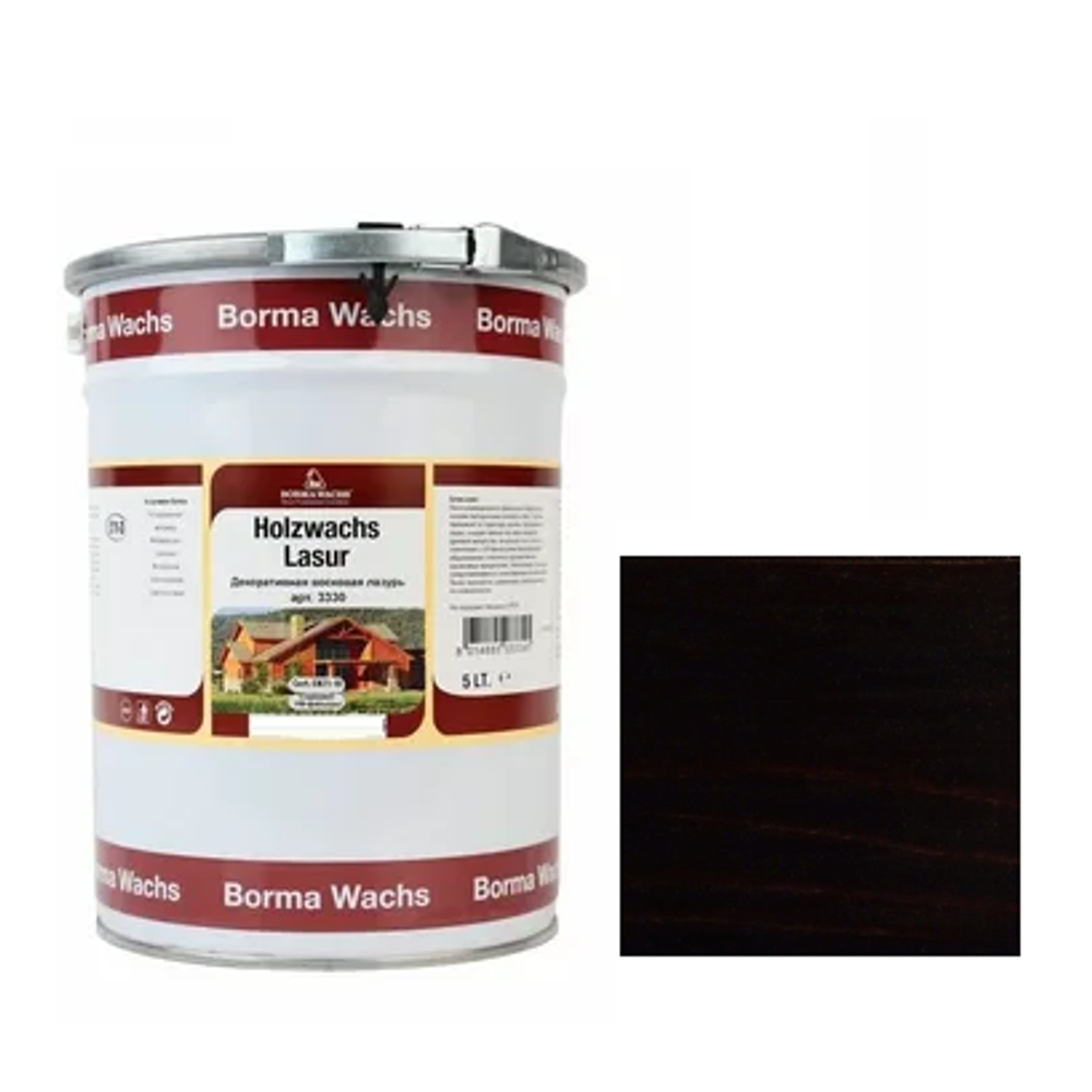 ЧЕРНАЯ ПЯТНИЦА! Декоративная ВОСКОВАЯ лазурь / Масло для фасадов Borma Holzwachs Lasur 5 л цвет 146 венге для наружных и внутренних работ R3330-15