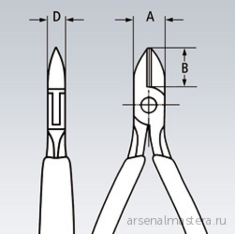 Кусачки боковые для электроники ESD 115 мм (БОКОРЕЗЫ) острая головка, 2-комп антистатические ручки 77 32 115 ESD KNIPEX KN-7732115ESD