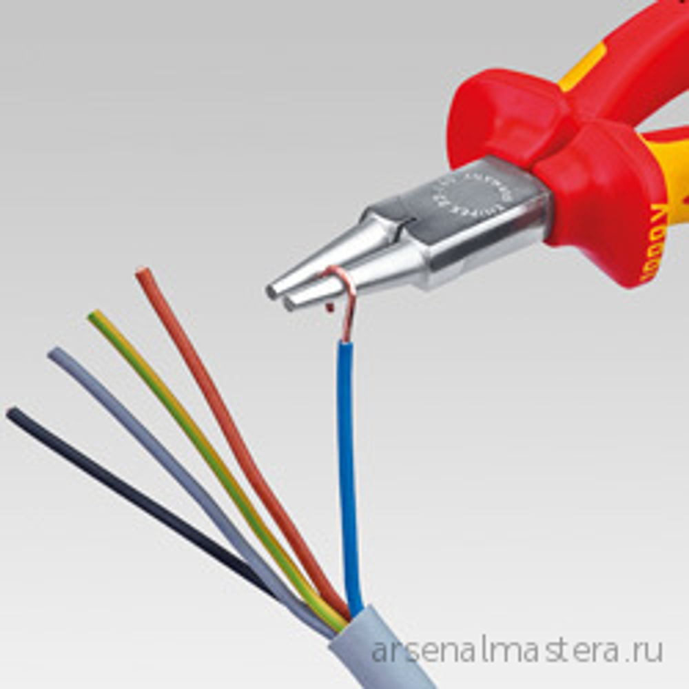 Круглогубцы VDE 160 мм, губки d3 х 30 мм, хром, 2-комп диэлектрические ручки 22 06 160 KNIPEX KN-2206160
