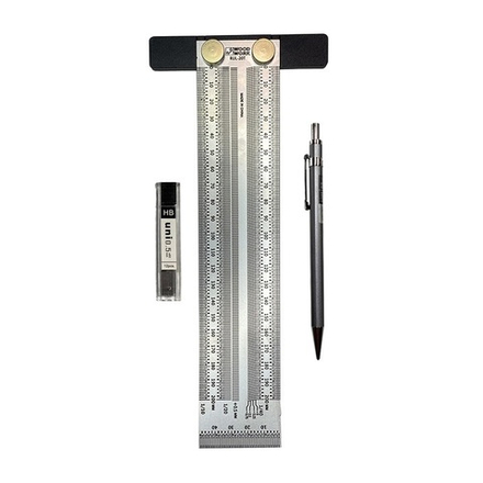 ХИТ! Линейка разметочная T-образная высокоточная 200 мм с карандашом и комплектом запасных стержней Woodwork RUL-20T