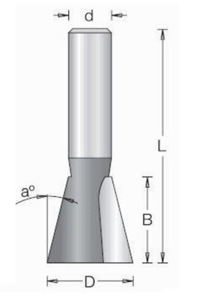 Пазовая конструкционная фреза ласточкин хвост твердосплавная Dimar D 14,7 x L 14,3-61 x S 8 мм 1040055
