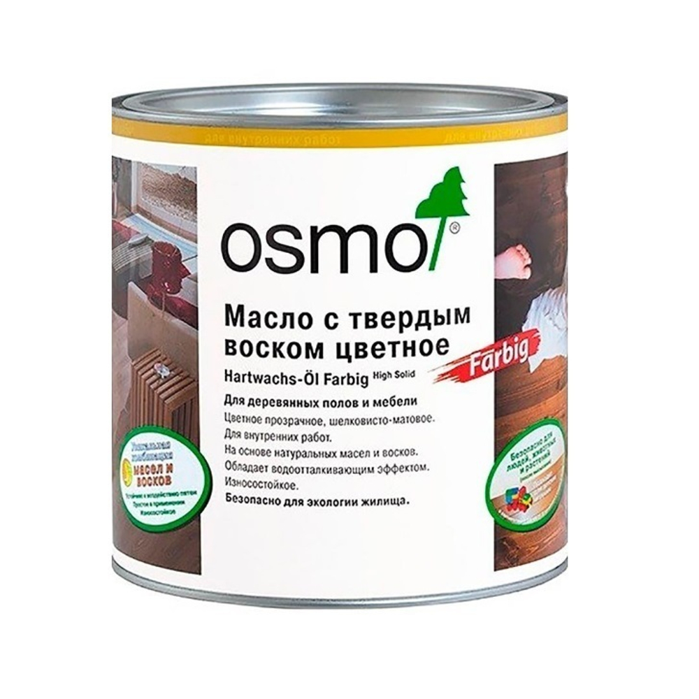 Цветное масло с твердым воском Osmo 3067 светло-серое 0,75 л Hartwachs-Ol Farbig слабо пигментированное для внутренних работ Osmo-3067-0,75 10300406