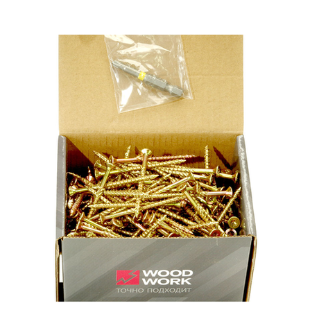ХИТ! Шурупы 300 штук Woodwork стальные конструкционные 4,0 x 50 х 30 мм, цинковое покрытие с битой Т20 SCC-04050