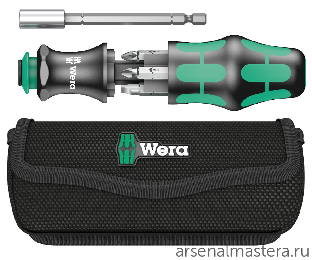 АКЦИЯ WERA ХИТ! Набор 6 предметов БИТЫ с отвёрткой-битодержателем, Kraftform Kompakt 28 с сумкой, 134491 WERA WE-134491